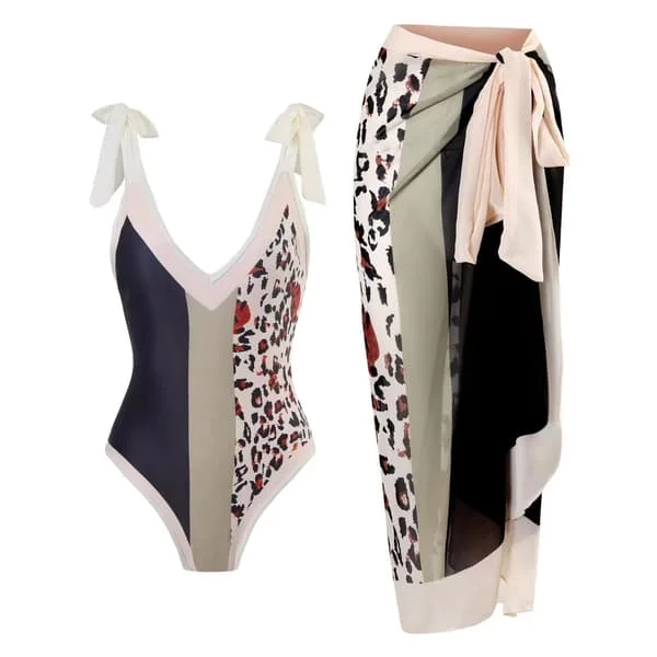 2026 Kvinnor Baddräkt Bikini Baddräkt Topp Klänning Set Blomstermönster Dam Baddräkt Tvådelad Kostym Mode Dam Baddräkter
