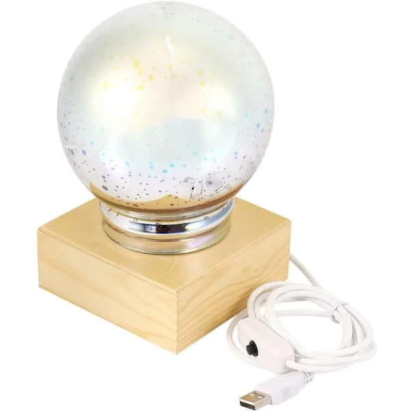 Træ Farverig 3D Magisk Lysprojektor Bold 3D Lampe USB Strømkilde Soveværelse Sengebord Natlampe Fest Stjerne Atmosfære Natlampe Bordlampe