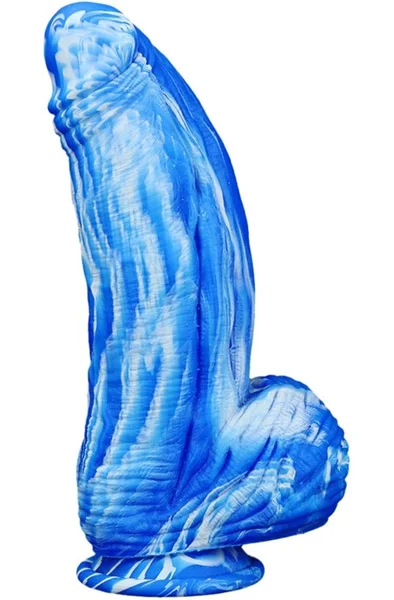 Silicone Dildo Fat Dick Blue-White 25cm Monster dildo - Blushme.se