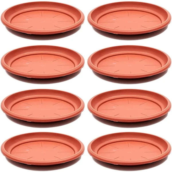 8 st - Rund blomkruksfat underlägg terrakotta färg Ø19 cm - Plast blomkruksunderlägg - Krukfat - Rund blomkruksbricka
