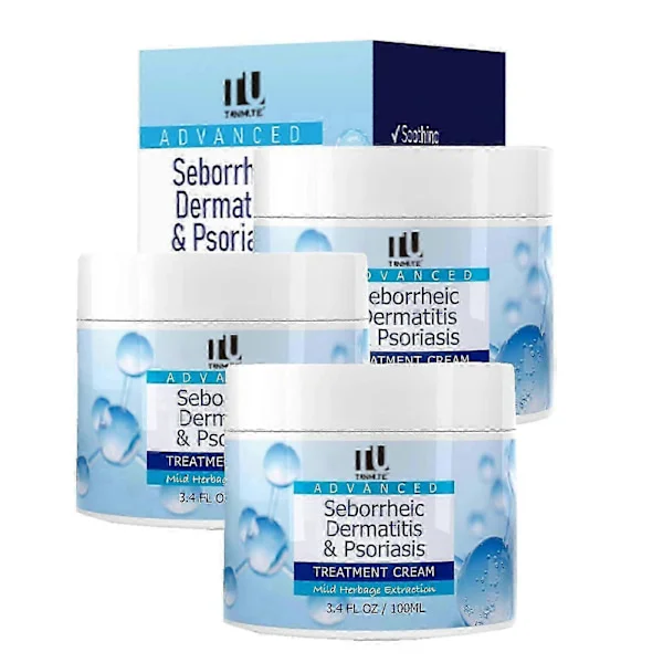 1-3X Seborrheic Dermatitis Creme, Hovedbundsbehandling mod Psoriasis & Folliculitis, Beroligende Tør Kløende Hovedbund Ny Ankomst