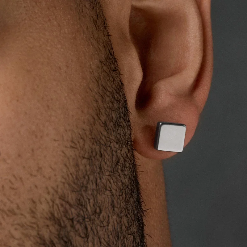 8mm Square Stud Earring for Men - Stud earrings