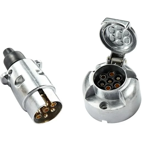 Keyoung – 7-pin vanntett 12V tilhengerkontakt – Aluminiumslegering – Kobling for lastebil, campingvogn, båt – Enkel installasjon