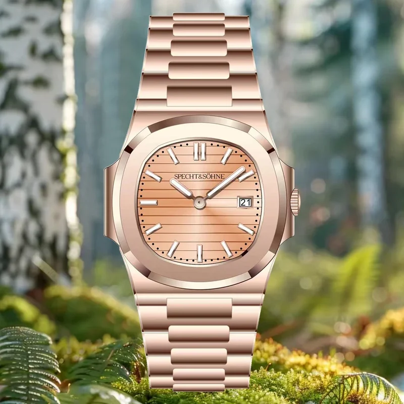 AliExpress - SpecPrint& Söhne-Montre de sport en acier inoxydable pour homme, ultra fine, saphir, étanche 50m, or rose, classique, nouveautés, 5711