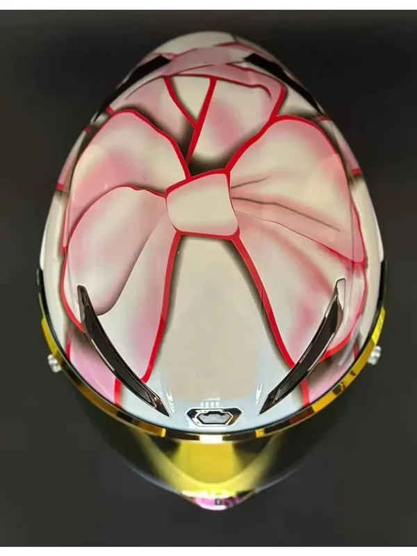 AliExpress - Nouveau casque de moto femmes rose nœud papillon intégral saison d'hiver équitation papillon noeud casque avec grand Spoiler