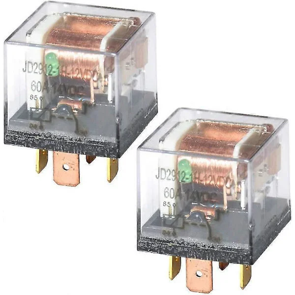 Auton rele 12 volttia 60 ampeeria, rele 4-nastainen, rele vedenpitävällä läpinäkyvällä kotelolla, DC 12V 60A 1NO SPST, raskas jaettu lataus 2 kpl