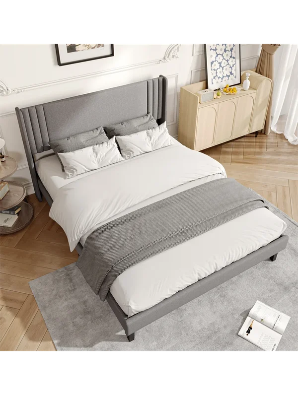 AliExpress - Anajqaqia Polsterbett 140 x 200 cm, modernes Doppelbett, Jugendbettgestell mit Lattenrost, Leinen, ohne Matratze, Grau