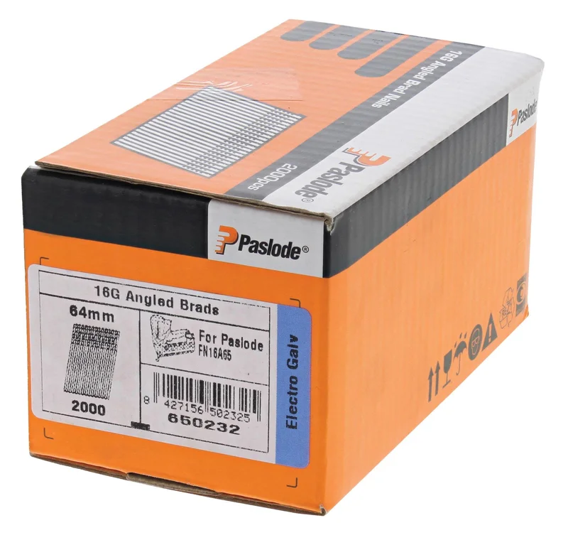 Paslode 650232 Dykkert AF16 FZB, 2000-pakning 64 mm, Innfesting