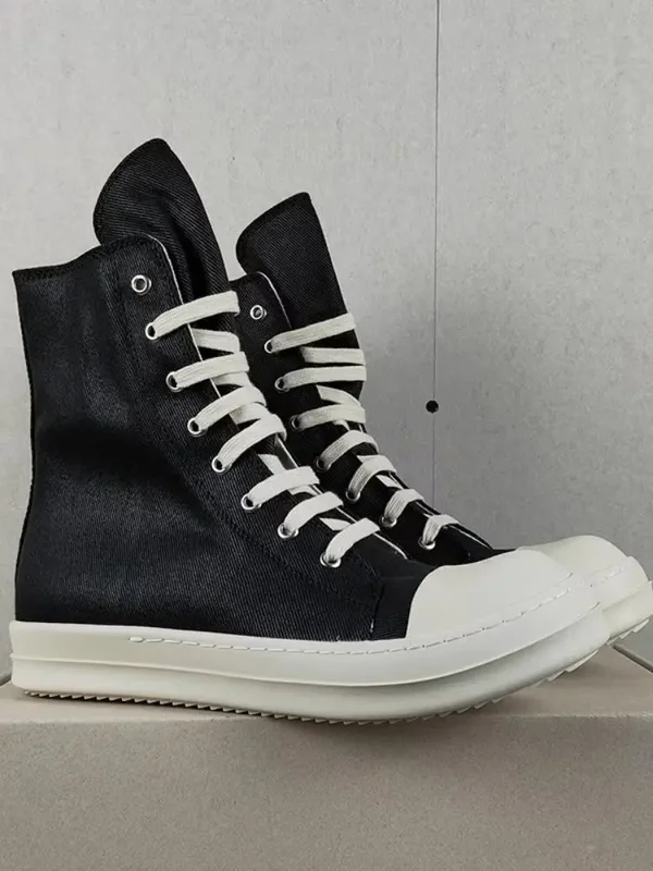 AliExpress - R-o Ankle Boot Herren High Top Schuh Schwarz Canvas Damen Sneaker Freizeitschuhe Gewachste Canvas Sneakers Reißverschluss Schnürstiefel