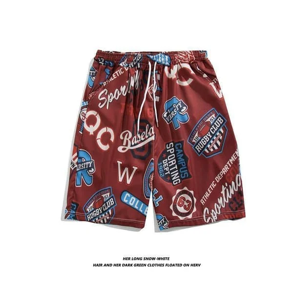 Fargerike shorts med trykk for menn, badebukser for varm sommer, sport, løping, badetøy med nettingfôr