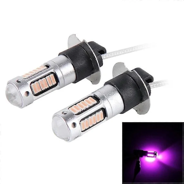 2 kpl H3 10W 30 SMD-4014 LED-sumuvalot autoon, DC 12V vaaleanpunainen valo