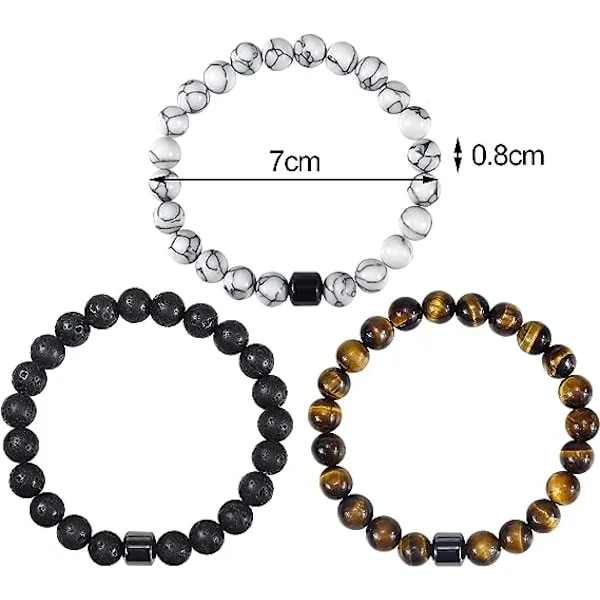 3 stk. Anti-angst armbånd Røykeslutt armbånd for menn og kvinner Hjelper med å lindre angst Frustrasjon Irritabilitet Bekymringsstein armbånd