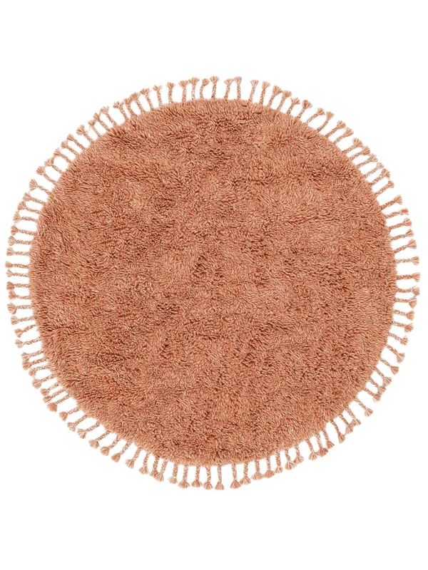 Shaggy Rug Small Mela Shaggy - Terracotta Ø 150 Wool, Rustic Style
