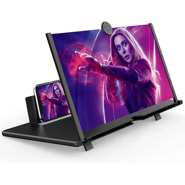 16 inch Phone Screen Magnifier, 3D HD Foldable Amplifier Stand for Movies, Videos, and Gaming, Universal for 4-8 inch Smartphones, Black