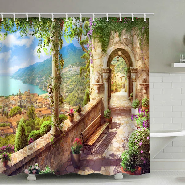 Rare Pearl Bathroom Shower Curtain Flower Path with 12 Shower Curtains