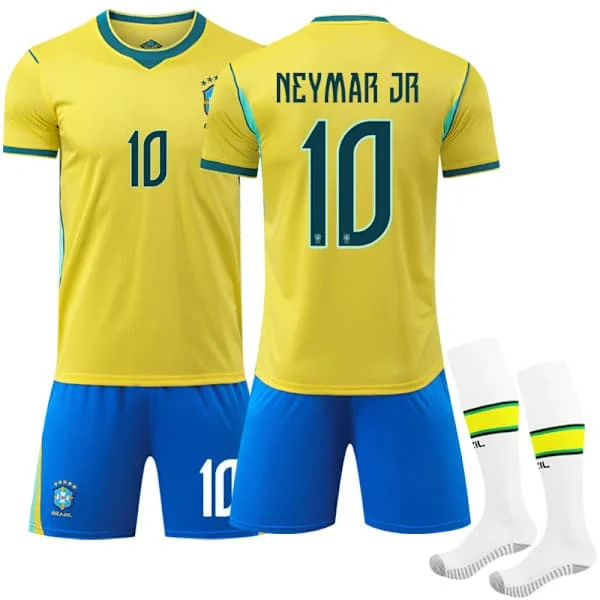 VM 2026 Brazil Mens National Team Home Jersey for Kids and Adults with Socks No. 10 Neymar Jr 16 No. 10 Neymar Jr 16 No.10 Neymar Jr No.10 Neymar Jr-