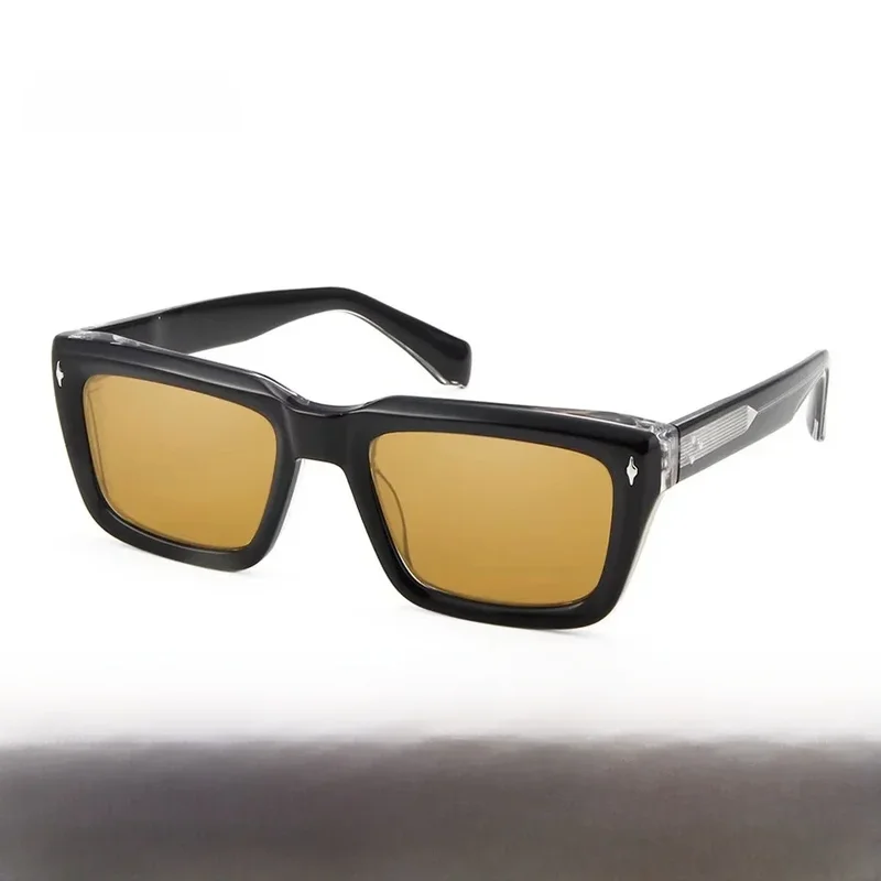 AliExpress - Marke Designer Schwarz Kristall Herren Quadrat Acetat Sonnenbrille Männer Gelb Shades Trend Brillen Vintage Sonnenbrille Gafas De Sol