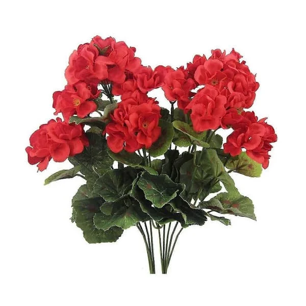 2 Pcs Artificial Geranium Silk Flowers Outdoor Garden Hanging Basket Porch Home Decor Geranium Red