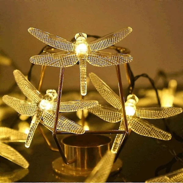 50 LED Solcelle Lyslenke Utendørs Libelle Lyslenke med 8 Lysmoduser Vanntett Belysning