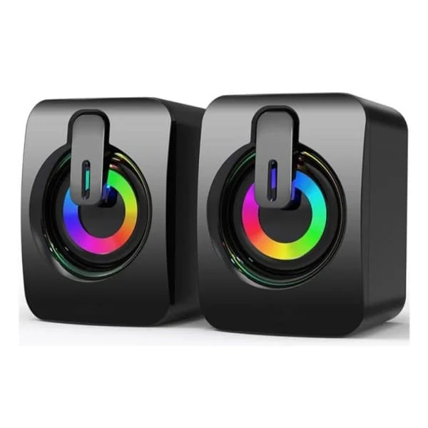PC-tietokonekaiutin, stereot, USB-johdollinen 3,5 mm kaiutin RGB-valolla pöytäkoneelle ja kannettavalle tietokoneelle