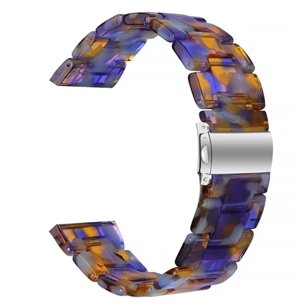 20 mm klockarmband i slät resin för Garmin-klocka - Mörkblå / Gul