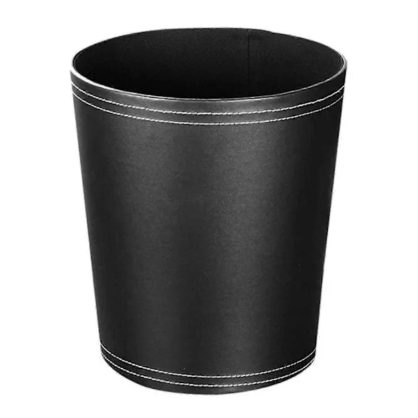 Black Leather Waste Bin Modern Design For Kitchen Bathroom Office