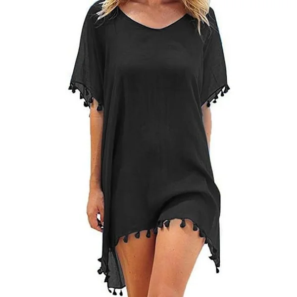 Chiffon Beachwear Women's Beach Bikini Cover-up Tassel Beach Skirt V-neck Swimsuit Summer Casual Swimwear