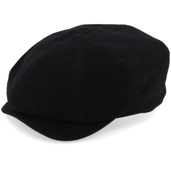 Wigéns - Negro flatcap Gorra - Newsboy Retro Cap Black Flat Cap @ Hatstore