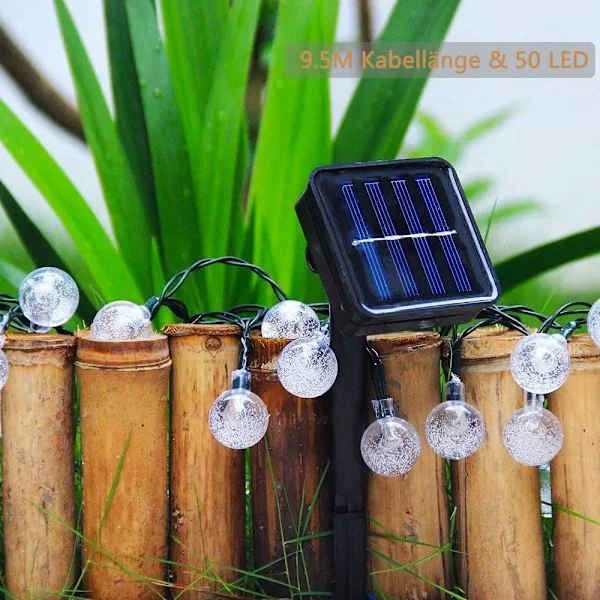 Solar Fairy Lights Utomhus, 50LED 9.5M 8 Lägen Solar Kristallkulor Vattentäta Utomhus/Inomhus Ljus Belysning för Trädgård, Träd, Uteplats, Jul