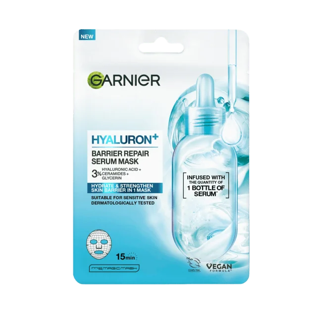 Garnier Hyaluron + Barrier Repair Serum Sheet Mask Ansiktsmask & peeling Dam Vit 28 gr
