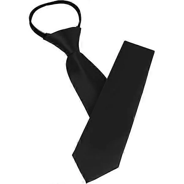 Slips til mænd, sort færdigbundet slips med lynlås, justerbare slips til mænd (FMY)