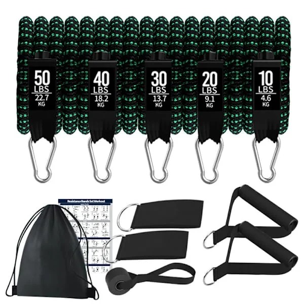 Fitness Resistance Band Set 100 Lbs TPE Anti-Break 11-Piece Set (Bagged) - Multifunctional Training for Home Gym Workouts