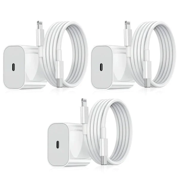3-pack iPhone Charger - Fast Charger Adapter + USB-C 20W White (NT) 3-pack iPhone iPhone 3-pack iPhone