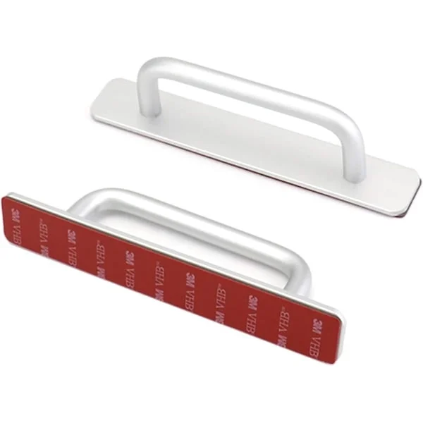st Dörrhandtag Självhäftande Aluminiumlegering Tryck-Drag Dörrhandtag Skjutdörrhandtag Ingen Borrning för Grind Skåp Toalett, 150 x 25mm 150 x 25mm