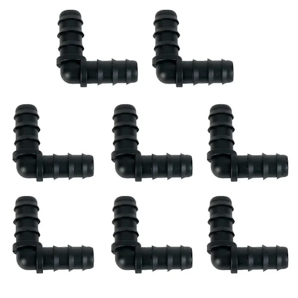 8 stk. dryppvanningssett med piggkoblinger for 1/2 tommers slange, 16 mm piggkontakter, drypplinjekobling, dryppslange