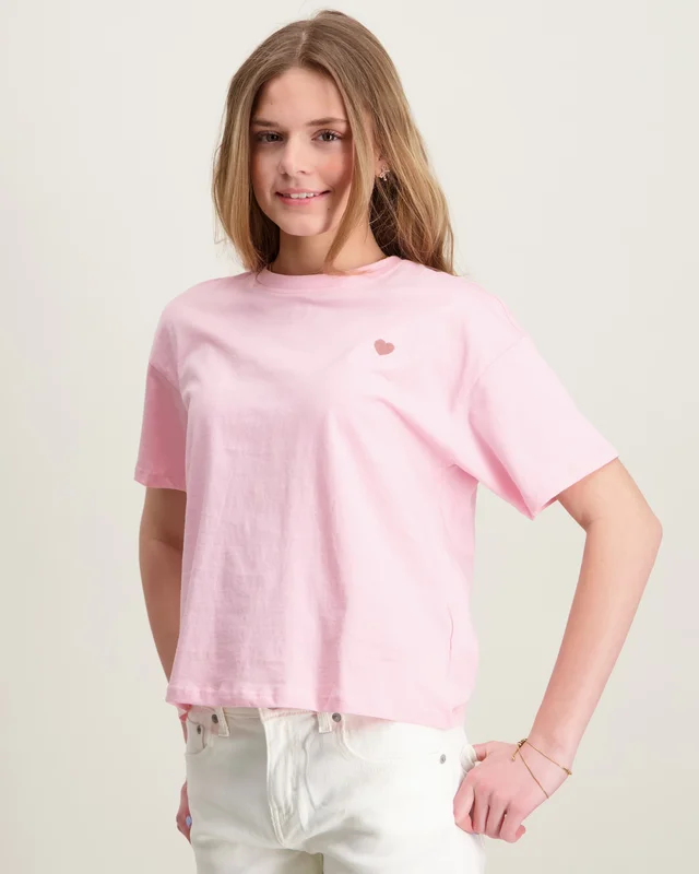 Kids ONLY KOGMAIKEN LIFE CROPHEART SS TOP Vaaleanpunainen T-paidat Tytöt - Kids Brand Store