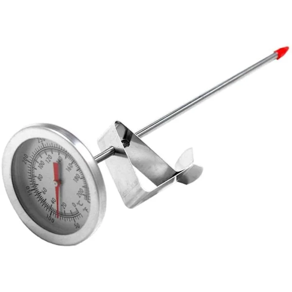 Meat thermometer, deep fryer thermometer with pot clip, cooking thermometer for candy and candle making, mechanical dial thermometer