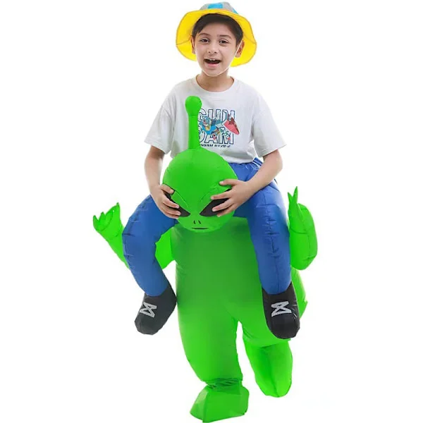 【BQ】Halloween sjov ridende alien oppustelig kostume, feriefest rekvisitter kostume, Oppustelige Halloween-kostumer til teenagere børn 90-140cm-FA-