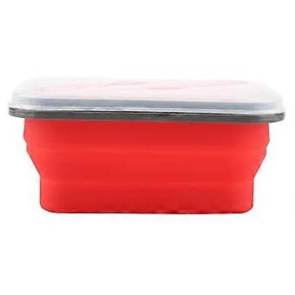 600ml Silicone Collapsible Portable Lunch Box Foldable Food Storage Container, Red
