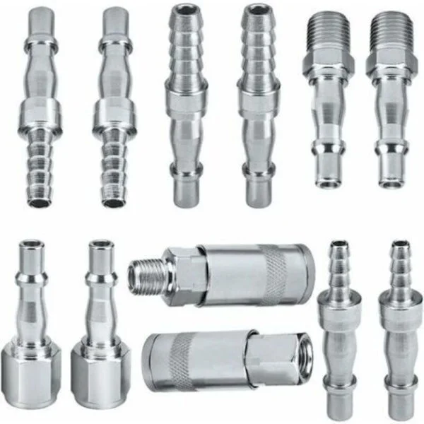 Luftkoblinger, 12 luftfittings, 6,35 mm BSP luftslangefittings for 6, 8 og 10 mm slange