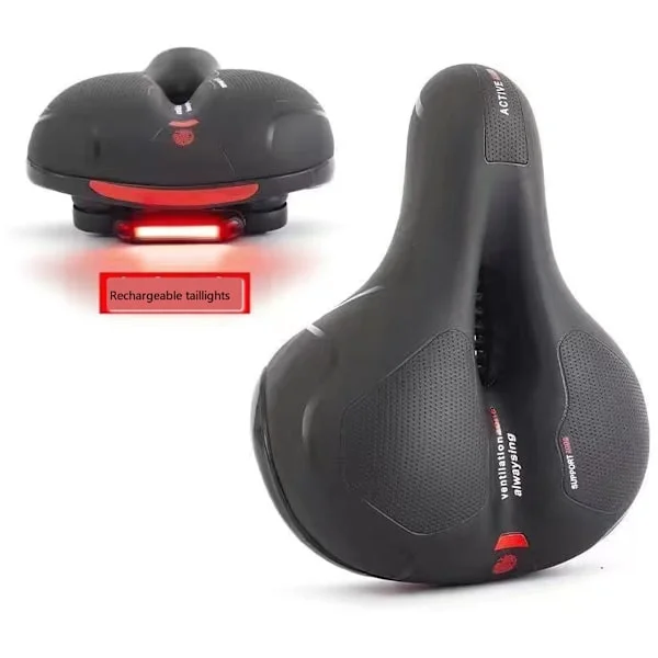Polkupyörän satula, muistivaahto polkupyörän satula mukava pehmeä ladattavalla takavalolla, ontto ergonominen polkupyörän istuin heijastimella (