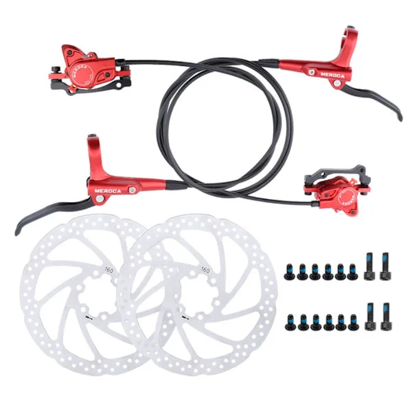 (Red) MTB Hydraulic Brake Kit Hydraulic Disc Brakes, Bicycle Disc