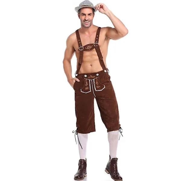 Lederhosen Herr - Äkta Tyska Lederhosen För Män, Oktoberfest Kläder - brun XL brown_tfrf