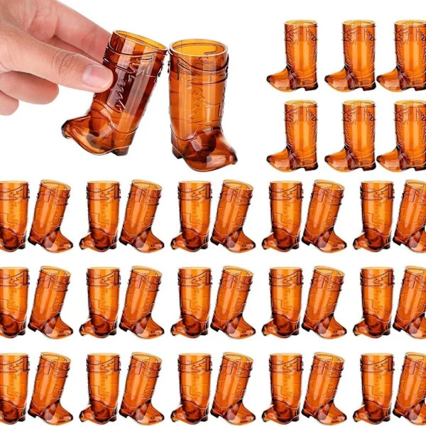 36 stk. Cowboy-støvel shotglass 30 ml brune mini-støvelkopper i plast, western cowboy-festartikler for bryllup, utdrikningslag og bararrangementer