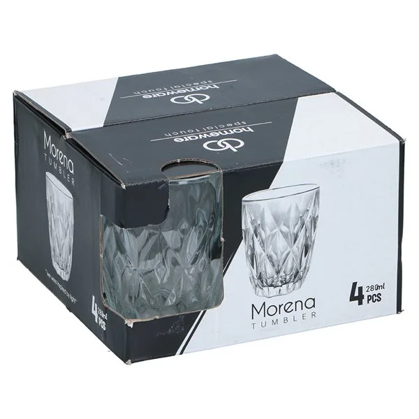 Drikkeglass 280 ml 4-pakning / strukturerte vannglass / melkeglass / glass til juice og cocktailer