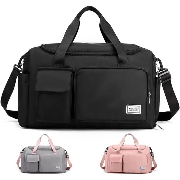 IC Stor kapasitet Sportsbag Dame Gym Bag, Weekend Bag Fly Bagasjeveske, Med Våt Bag, For Svømming, Gym, Sport, Reise
