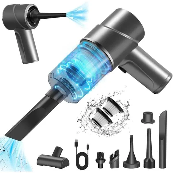 Cordless Car Vacuum Cleaner Mini 3-in-1 Handheld Vacuum Cleaner Lightweight Handheld Vacuum Cleaner Blower and Vacuum Pump with 2 Filters