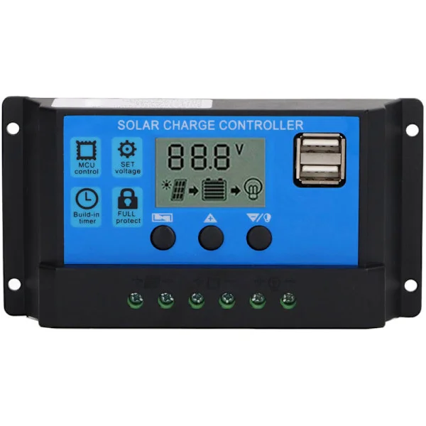 12V 24V solcellepanelkontroller, PWM fotovoltaisk regulator, LCD-skjerm, 70A MPPT-lader
