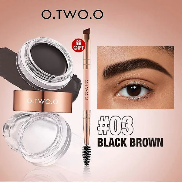 O.TWO.O Øjenbrynspomade 2-i-1 Bryn Gel Voks Vandfast Langtidsholdbar Cremet Tekstur Øjenbryn Farveforstærker Kosmetisk Makeup[HK]