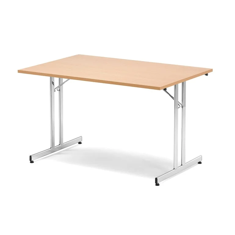 Folding meeting table EMILY, 1200x800x720 mm, beech, chrome